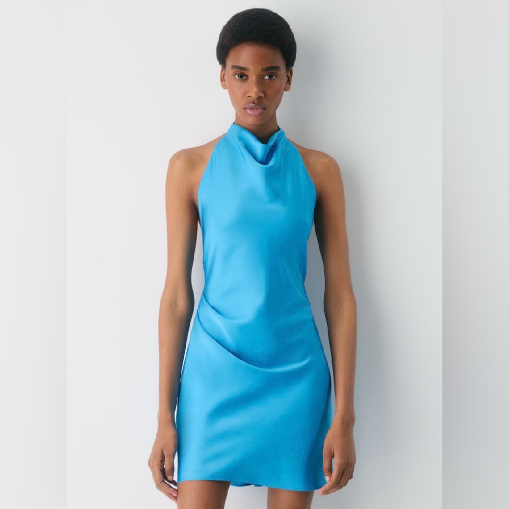 NWT Aritzia Wilfred Audience Satin halterneck mini dress